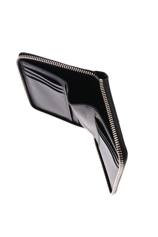 Leather Card Holder with Silver Zip Closure