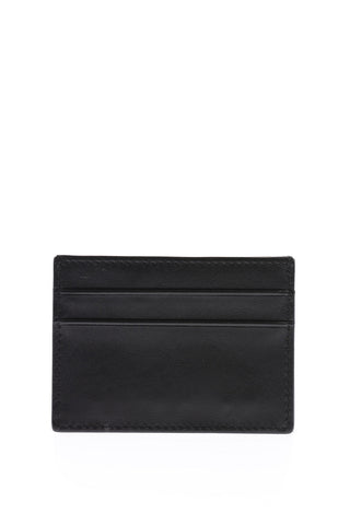 Porta Carte in Pelle Con Targhetta Logo Argentata