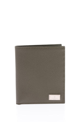 Portafoglio in Pelle Saffiano con Targhetta logo