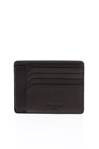 Textured Leather Card Holder with Removable Document Holder