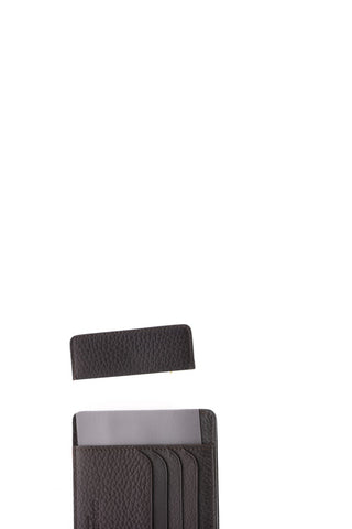 Textured Leather Card Holder with Removable Document Holder