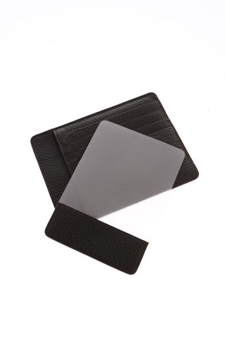 Textured Leather Card Holder with Removable Document Holder