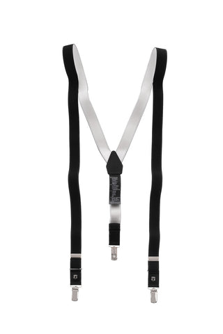 Solid Color Stretch Suspenders with Leather Details
