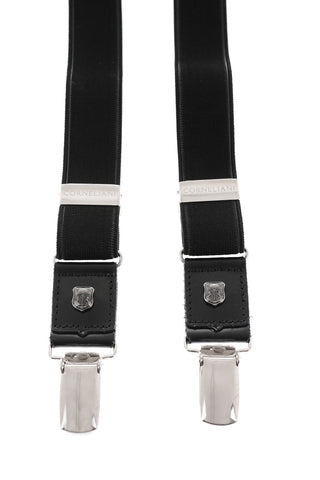 Solid Color Stretch Suspenders with Leather Details