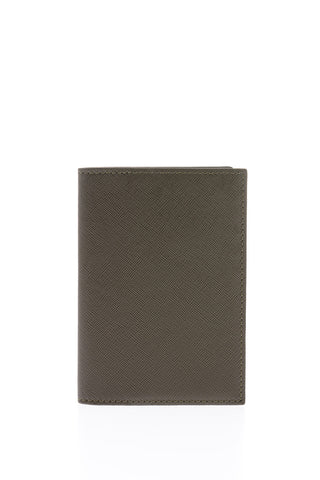 Solid Color Saffiano Leather Card Holder