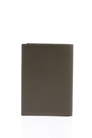 Solid Color Saffiano Leather Card Holder