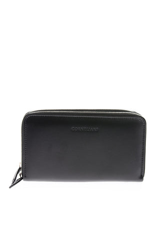 Double Zip Closure Soft Leather Wallet