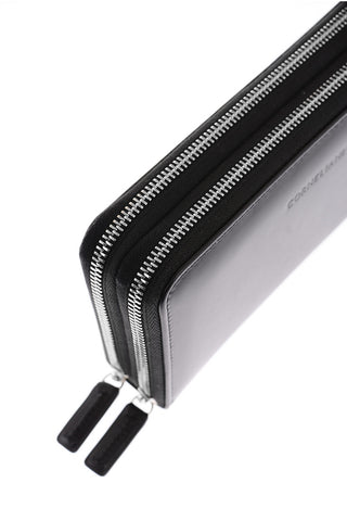 Double Zip Closure Soft Leather Wallet