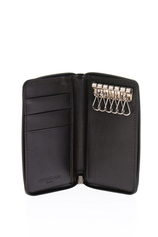 Zip Closure Leather Pouch Keyring