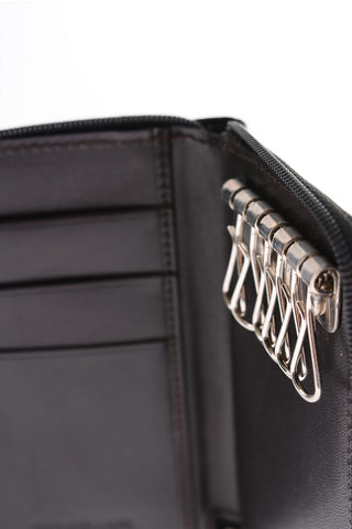 Zip Closure Leather Pouch Keyring