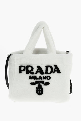 Tote Bag in Shearling con Tracolla in Nappa