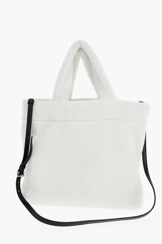 Tote Bag in Shearling con Tracolla in Nappa