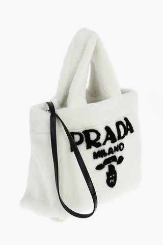 Tote Bag in Shearling con Tracolla in Nappa