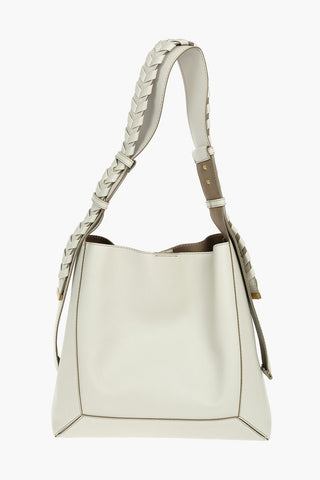 Faux-leather Hobo Bag with Braided Shoulder Strap