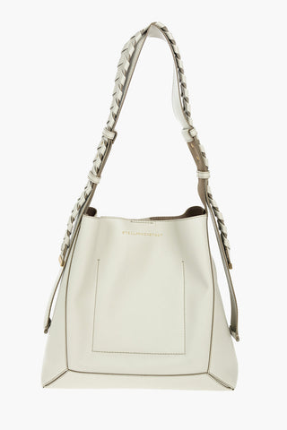 Faux-leather Hobo Bag with Braided Shoulder Strap