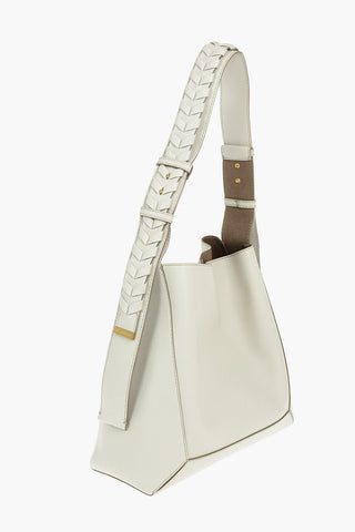 Faux-leather Hobo Bag with Braided Shoulder Strap