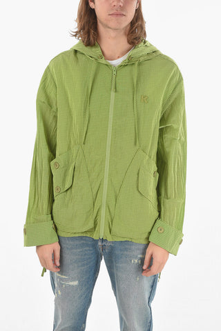 Lightweight Zip-up Hooded Windbreaker in Graph Check Motif