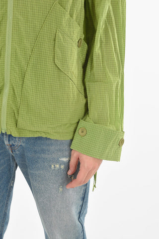 Lightweight Zip-up Hooded Windbreaker in Graph Check Motif