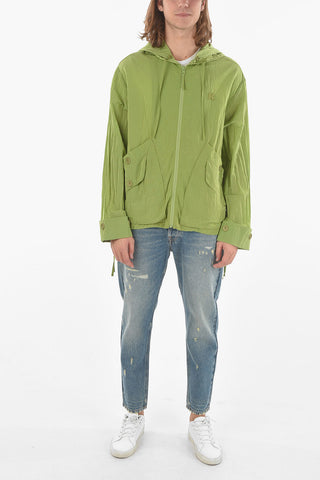 Lightweight Zip-up Hooded Windbreaker in Graph Check Motif