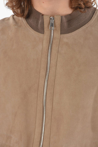 Suede Leather Bomber Jacket