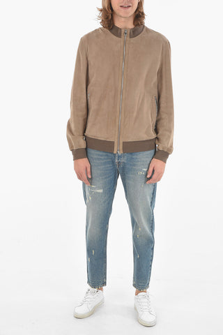Suede Leather Bomber Jacket