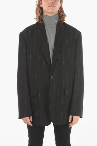 Monogram Pinstriped Oversized Blazer