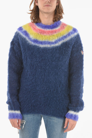 GRENOBLE Maglia girocollo in Misto Mohair Fuzzy con Toppa Logo