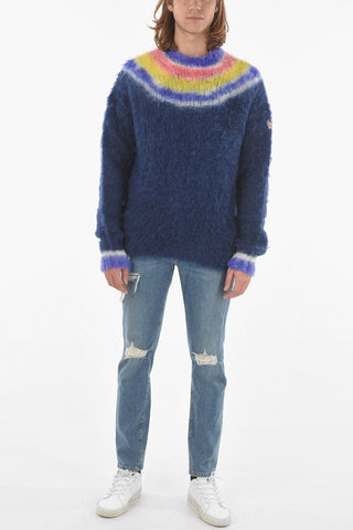 GRENOBLE Maglia girocollo in Misto Mohair Fuzzy con Toppa Logo