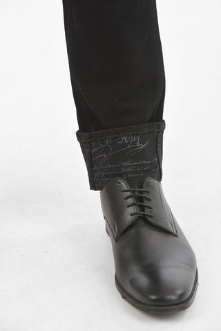 Stretchy Denim 5-pocket Jeans with Printed Cuffed Ankles 17cm