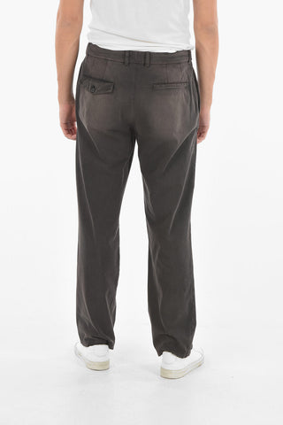 Acid Wash Brushed Cotton Straight-leg Pants