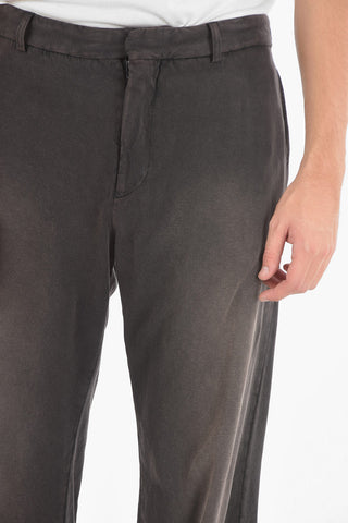 Acid Wash Brushed Cotton Straight-leg Pants