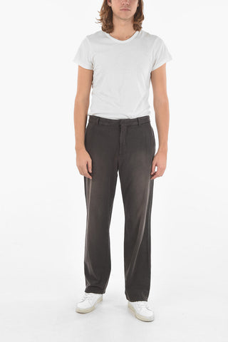 Acid Wash Brushed Cotton Straight-leg Pants