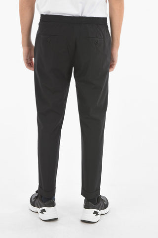 Extrafine Nylon Low-rised Pants with Elastic Waistband