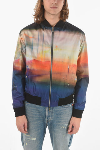Bomber Reversibile Imbottito in Misto Seta Mulberry con Fantasia Sfumata