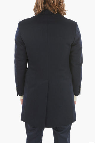 Gabardine Wool Single-breasted Coat with Notch Lapel