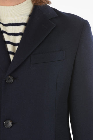 Gabardine Wool Single-breasted Coat with Notch Lapel