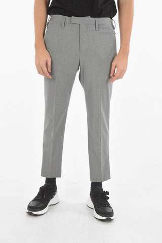 Gabardine Slim-fit Pants with Ankle Satin Bands
