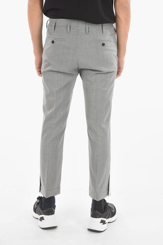 Gabardine Slim-fit Pants with Ankle Satin Bands