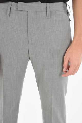 Gabardine Slim-fit Pants with Ankle Satin Bands