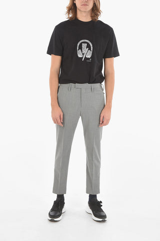 Gabardine Slim-fit Pants with Ankle Satin Bands