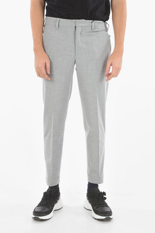 Extrafine Tech Cotton Straight-leg Pants with Zipped Hems