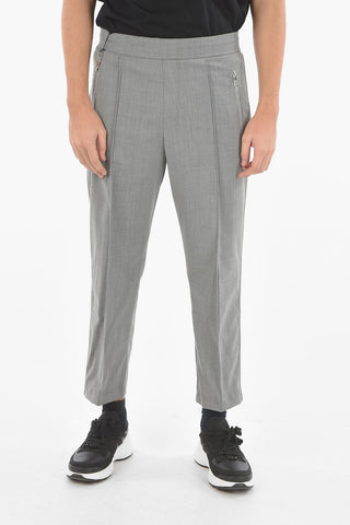 Gabardine Low-rise Pants with Contrasting Side Pipings