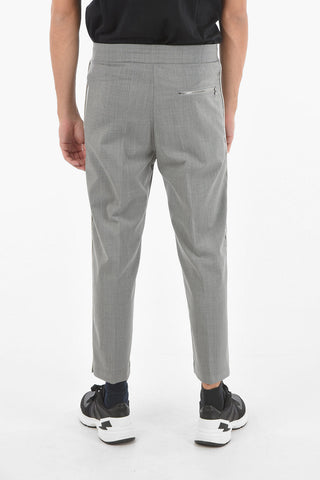 Gabardine Low-rise Pants with Contrasting Side Pipings