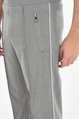 Gabardine Low-rise Pants with Contrasting Side Pipings