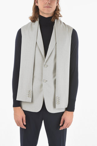 HOMME Wool Vest with Peak Lapel and Sleeve Scarf