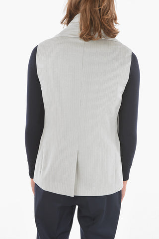HOMME Wool Vest with Peak Lapel and Sleeve Scarf