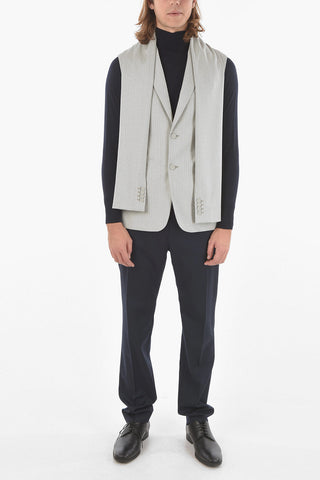 HOMME Wool Vest with Peak Lapel and Sleeve Scarf