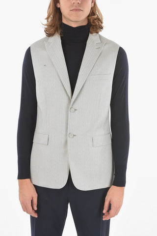 HOMME Wool Vest with Peak Lapel and Sleeve Scarf