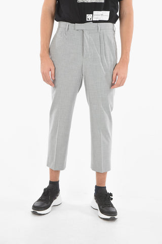 Tech Cotton Double-pleated Pants with Low Rise