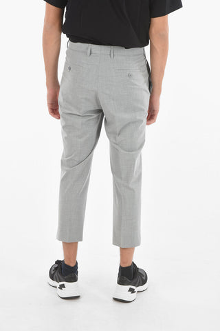 Tech Cotton Double-pleated Pants with Low Rise